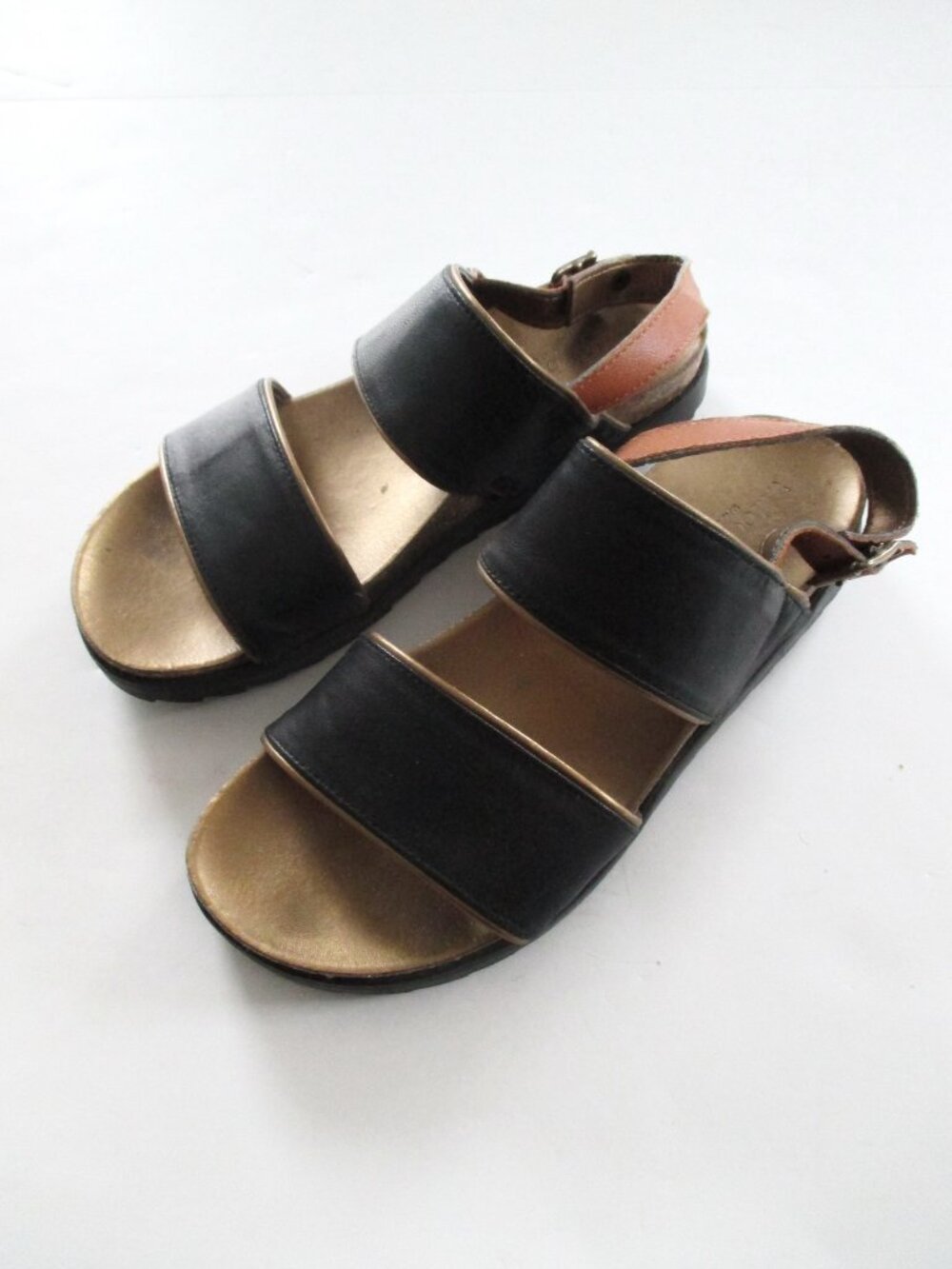 Vintage Black Leather Sandals Modabello Made in Italy 37